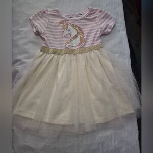 Pink and Cream Unicorn Kids Casual Dress